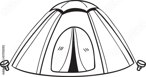 Hand Drawn tent for camping illustration in doodle style