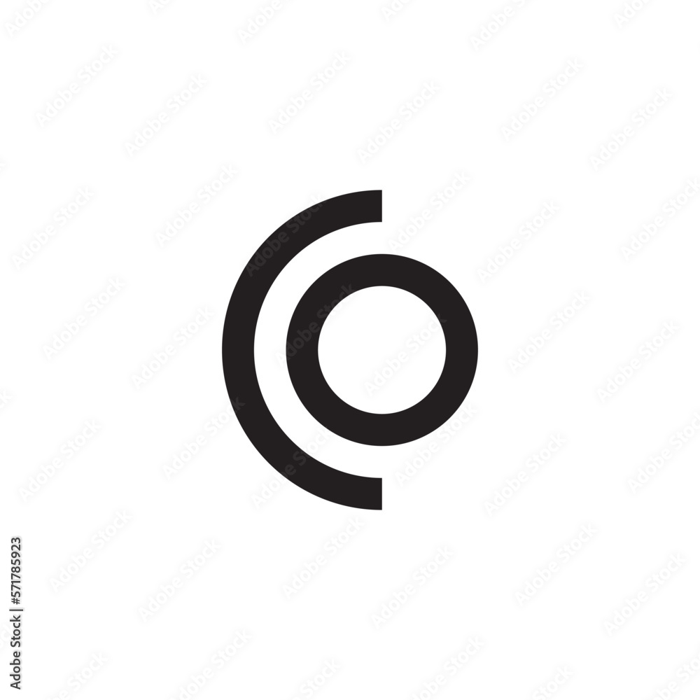 CO circle logo design vector isolated on white background. CO circle logo design vector isolated on white background.