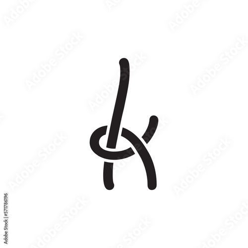 letter K rope knot logo concept design vector isolated on white background.