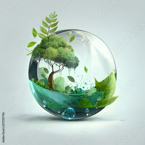 The concept of World Environment and Earth Day is symbolized by a glass globe, emphasizing eco-friendly practices and sustainability, aiming to protect our planet for future generations photo
