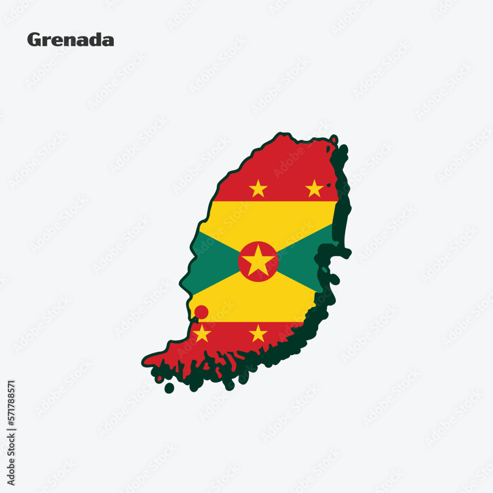 Grenada Country Flag Map Infographic Stock Vector | Adobe Stock