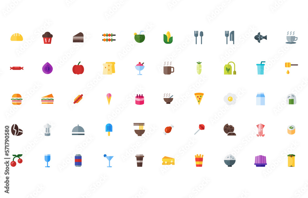Food and drinks icon in flat style. food, drink, meal, restaurant, vector, icon, lunch, dinner, menu, coffee. with high quality vector and editable