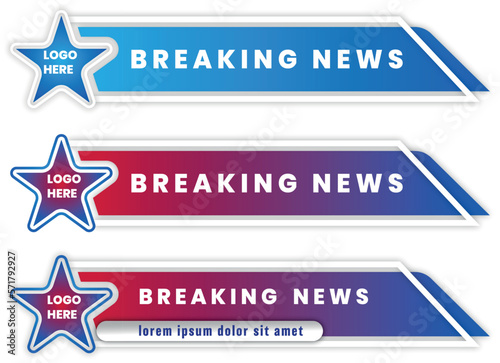  gradient colorful lower thirds set template vector. modern, simple, clean design style. flat design with paper layer effect
