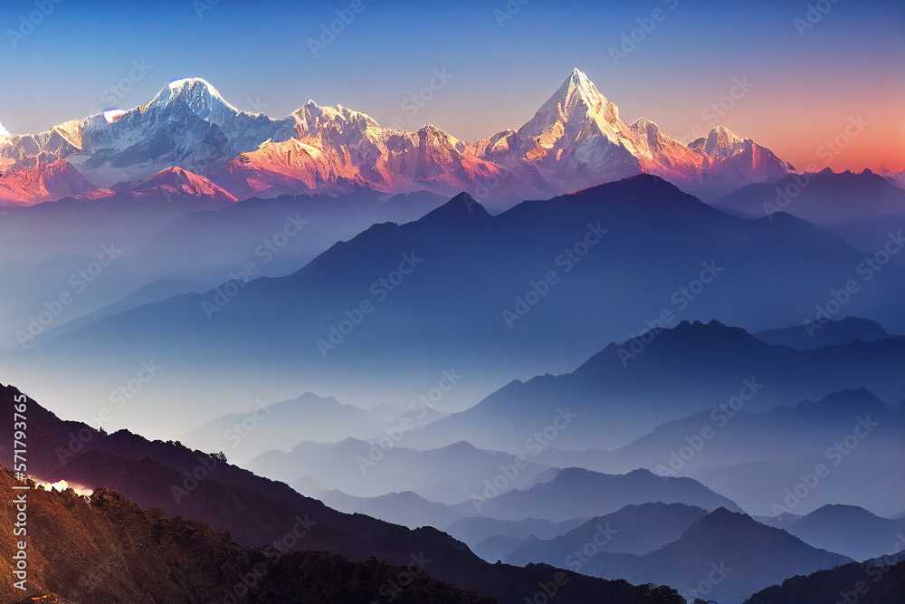 Wallpaper of amazing mountain view background. generative ai