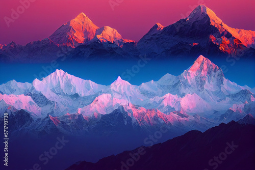 Wallpaper of amazing mountain view background. generative ai © Julian