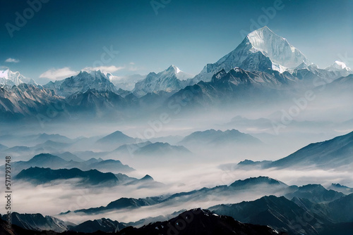 Wallpaper of amazing mountain view background. generative ai © Julian