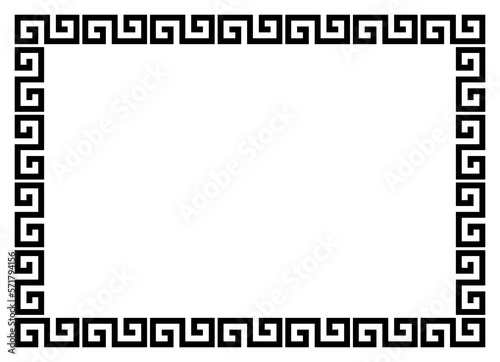 Greek frame ornaments, meanders. Square meander border from a repeated Greek motif Vector illustration on a white background