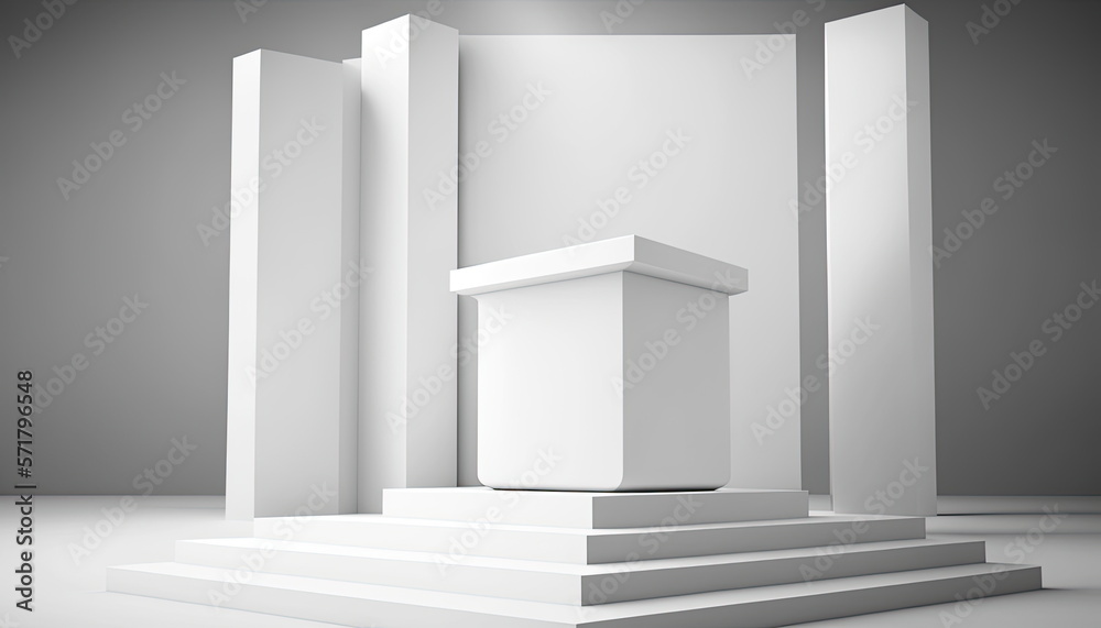 Fototapeta premium white podium background, product display, Made by AI,Artificial intelligence
