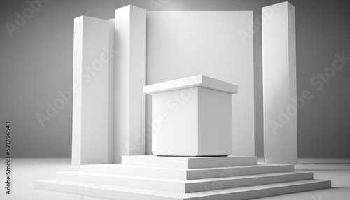 white podium background, product display, Made by AI,Artificial intelligence © waranyu
