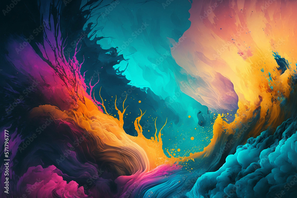 Generative AI Creates Colorful Abstract Background with Vivid Gradient Colors