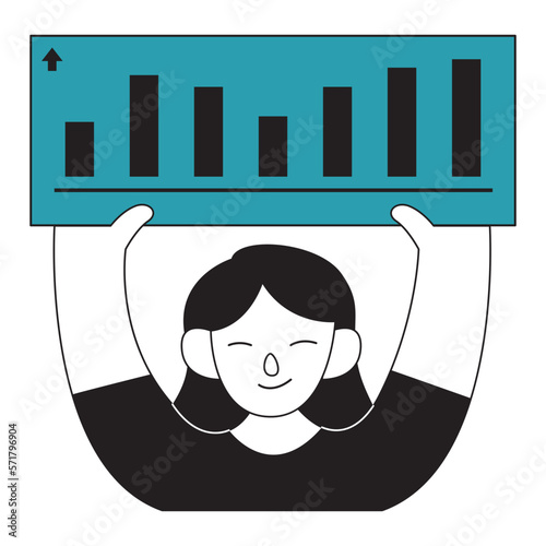 Child listening graph business vector illustration