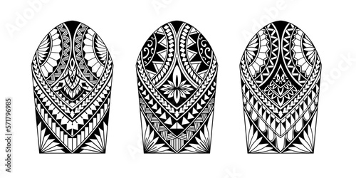 Wrap around arm polynesian tattoo set design. Pattern aboriginal samoan. illustration EPS10