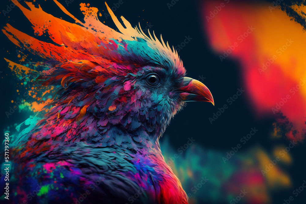 Fototapeta premium Colorful Bird and Abstract Gradient Background: A Bright and Vivid Display Generated by AI