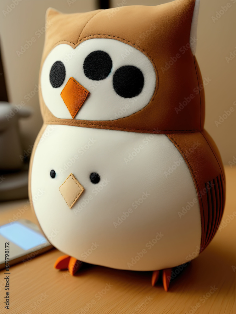 Fototapeta premium Soft toy owl for children. A gift. A souvenir. Generative AI