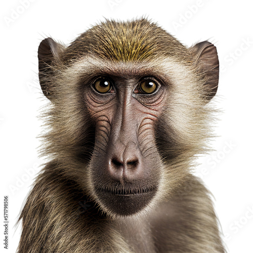 Canvas Print baboon monkey face shot isolated on transparent background cutout