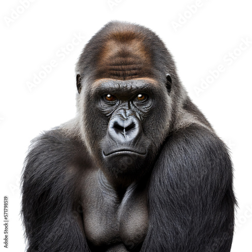 Fotografia gorilla face shot isolated on transparent background cutout