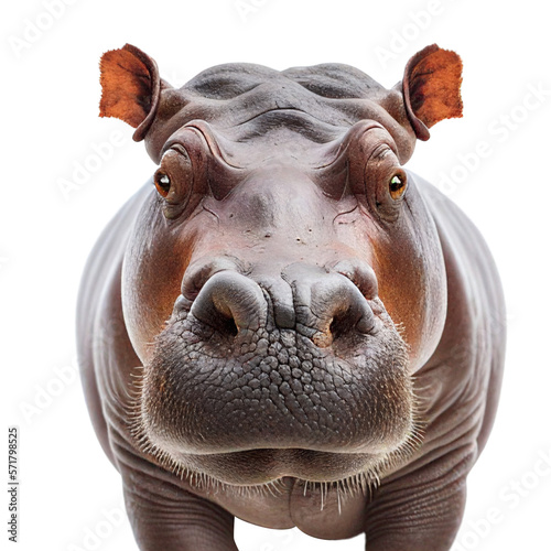 hippo face shot isolated on transparent background cutout Fototapet