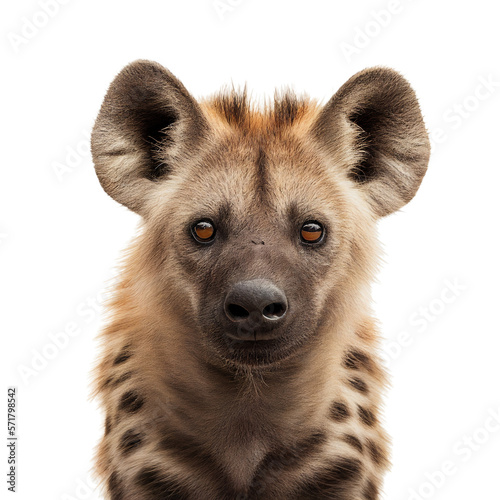 Fotografiet hyena face shot isolated on transparent background cutout