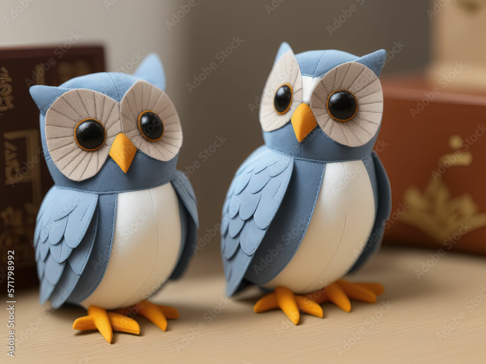 Fototapeta premium Soft toy owl for children. A gift. A souvenir. Generative AI