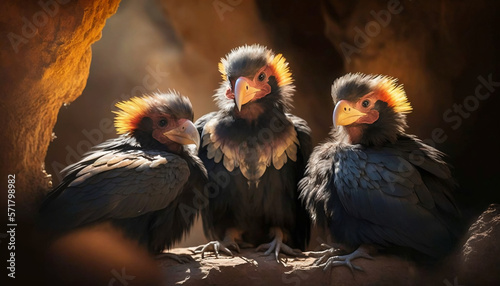 California Condor Bird Nestlings, generative ai photo