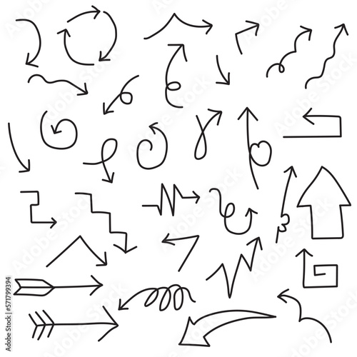 Arrows set elements handrawn arrows, comic and abstract arrows for design elements or illustration