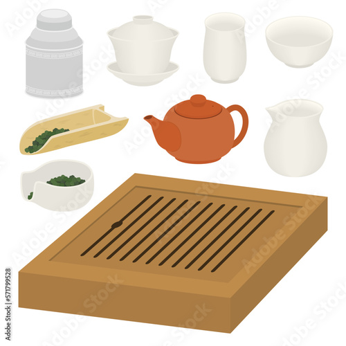 台湾茶の道具のイラストセット