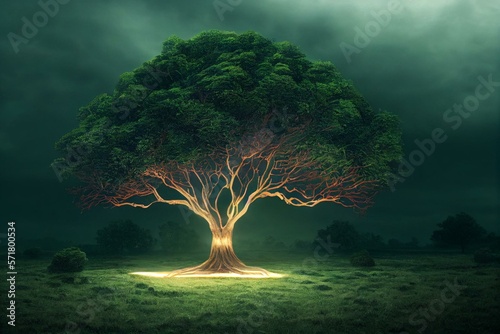 Fényképezés Glowing tree of life