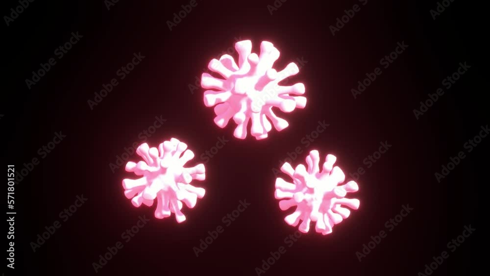 Pink and white Glowing virus 3d animation video