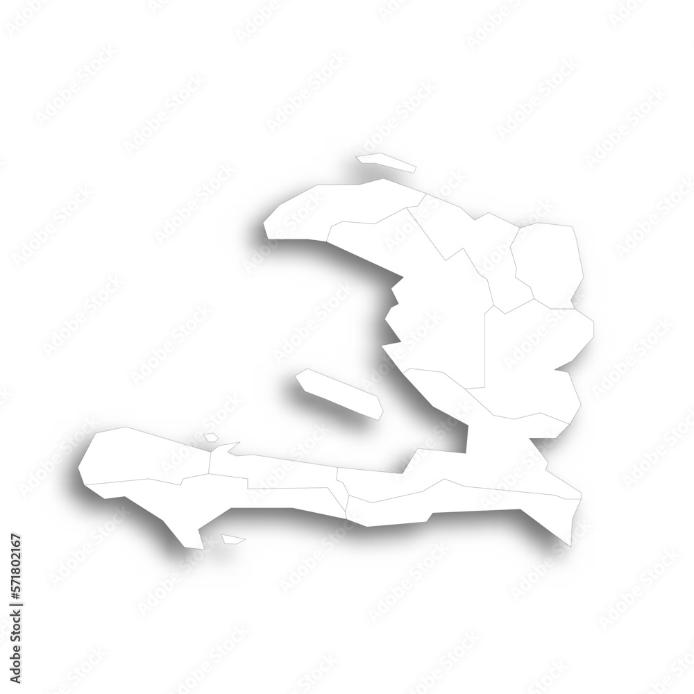 Haiti political map of administrative divisions departments. Flat