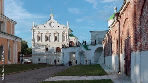 Ryazan Kremlin on sunny summer day. Time-lapse.