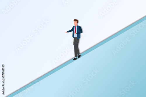 businessman balancing himself. work life balance career opportunity vector symbol. Job opportunity and career. paper cut style