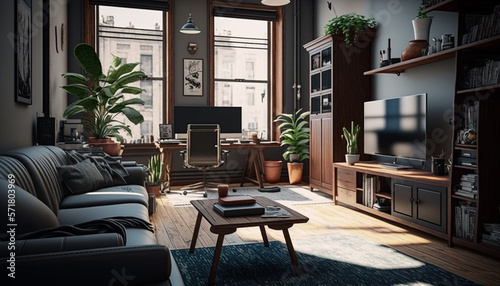 Design multifunctional living room. Generative AI