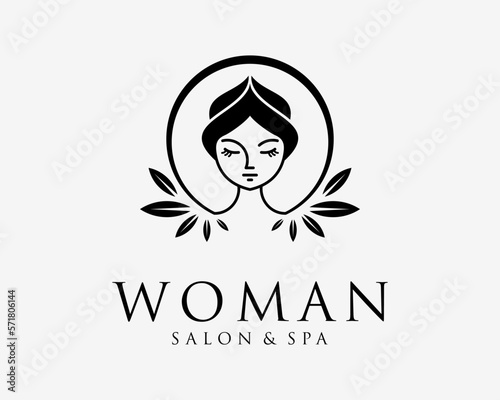 Beauty Woman Relax Spa Salon Facial Skin Care Treatment Natural Elegant Luxury Vector Logo Design