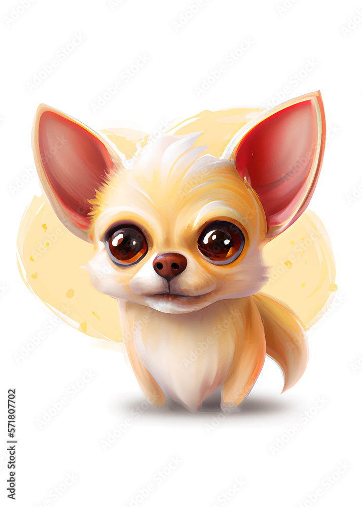 Funny Chihuahua Dog Cartoon Watercolor Artwork. Ai Generated Illustration