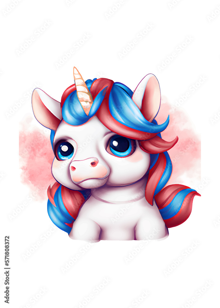 Fototapeta premium Cute American Unicorn Artwork. Ai Generated Illustration
