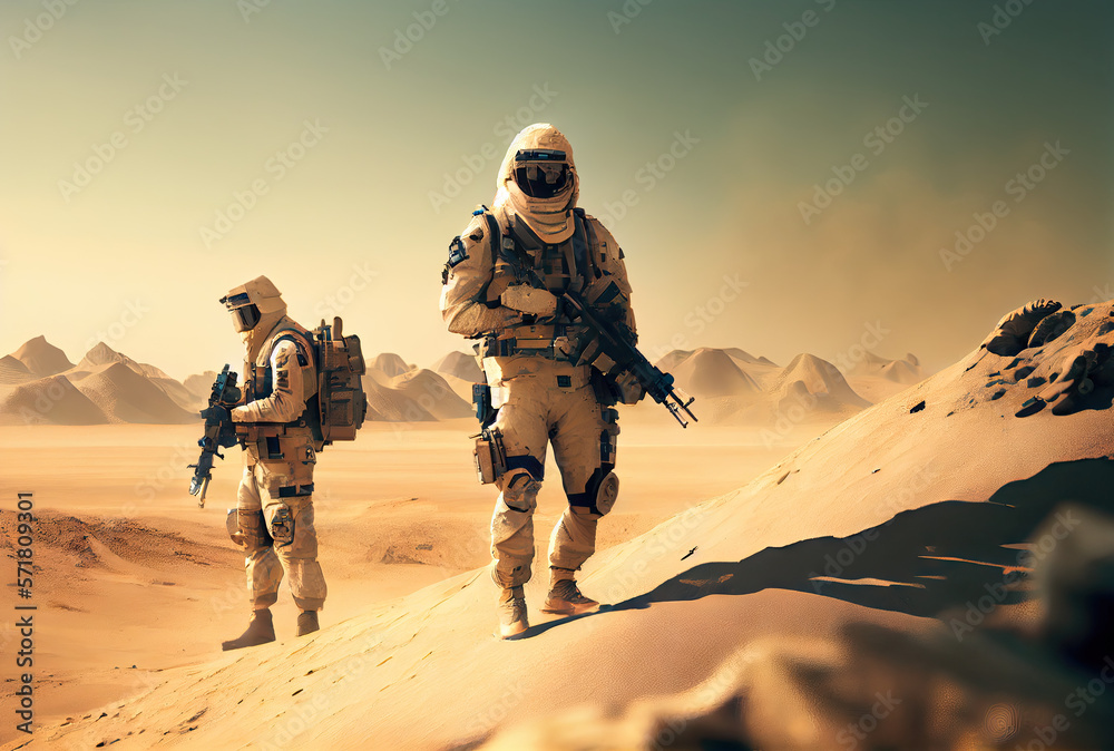 Soldiers in desert created with AI Soldiers in desert created with AI