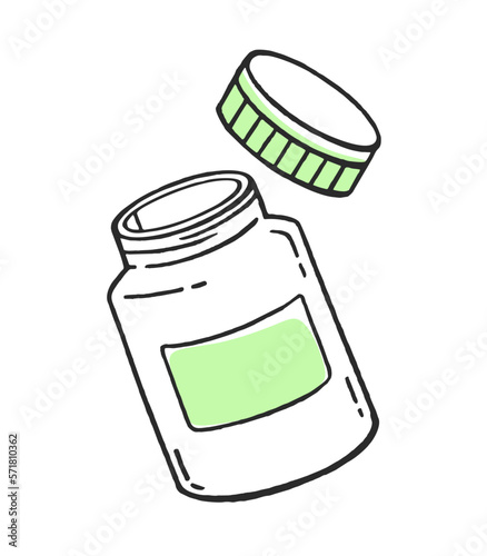 Bottles medical pharmaceutical hospital device Vector illustration of medical equipment, hand-drawn