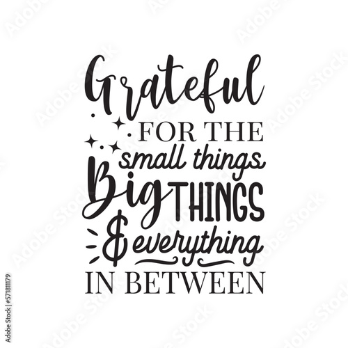 Grateful For The Small Things Big Things Everything In Between. Handwritten Inspirational Motivational Quote. Hand Lettered Quote. Modern Calligraphy.