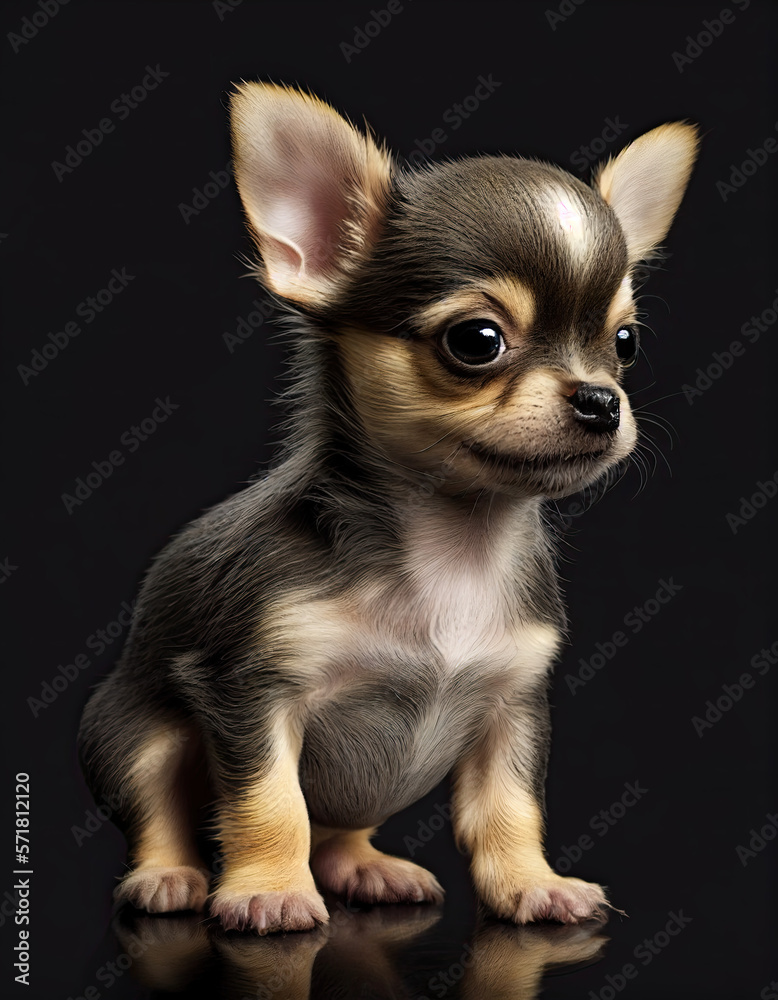 Adorable and Playful Baby Chihuahua Puppy Illustration. Generative AI