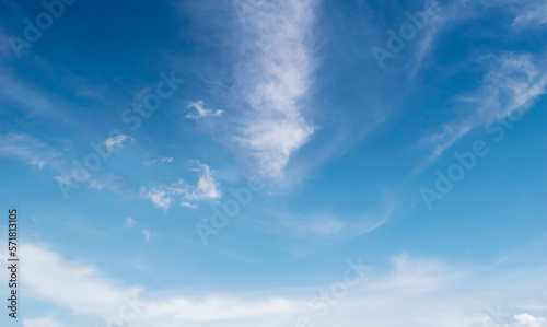 Large white clouds. Sky with fluffy white cloudscape texture. Wide blue sky nature background  cloudy  horizontal