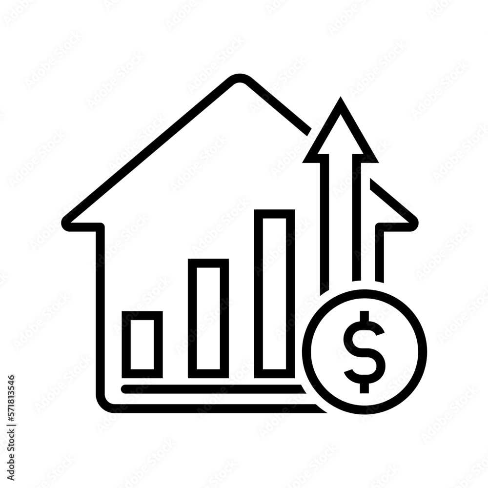 Illustration of rising housing price icon vector Illustration of rising housing price icon vector