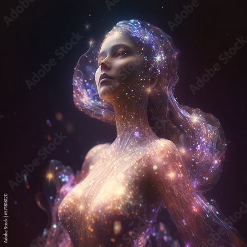 girl surrounded by stars ai art
