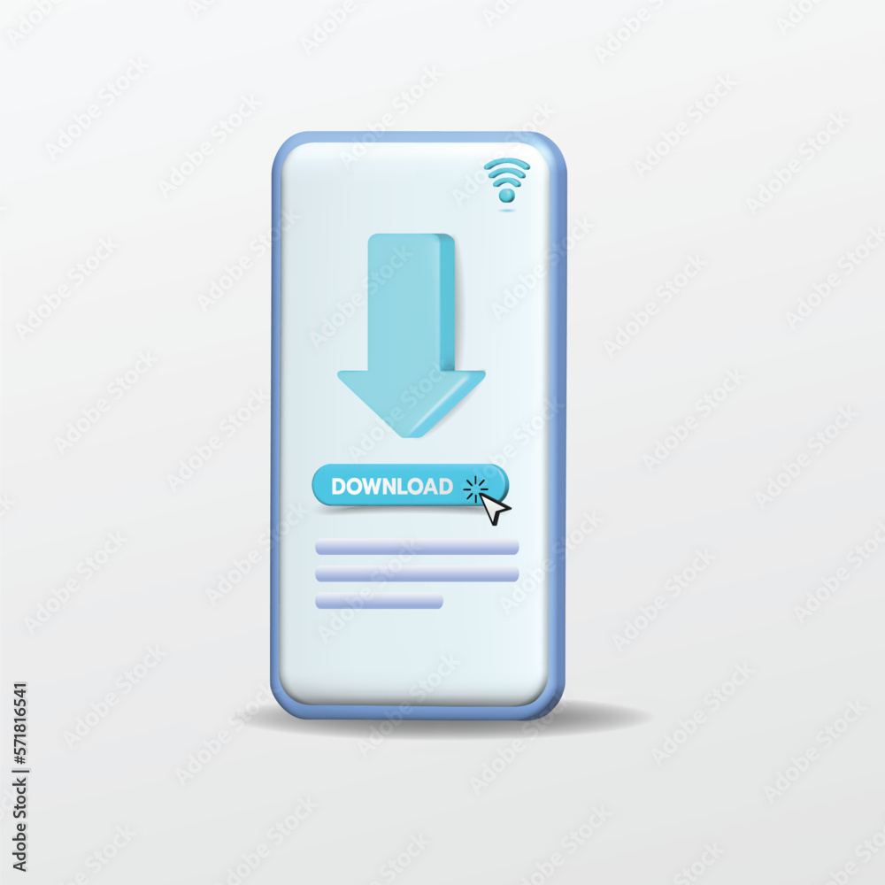 3d mobile download data icon for website, label, banner, sticker, template and logo on white background. 3d style vector illustration design. Technology concept. 3d mobile download data icon for website, label, banner, sticker, template and logo on white background. 3d style vector illustration design. Technology concept.