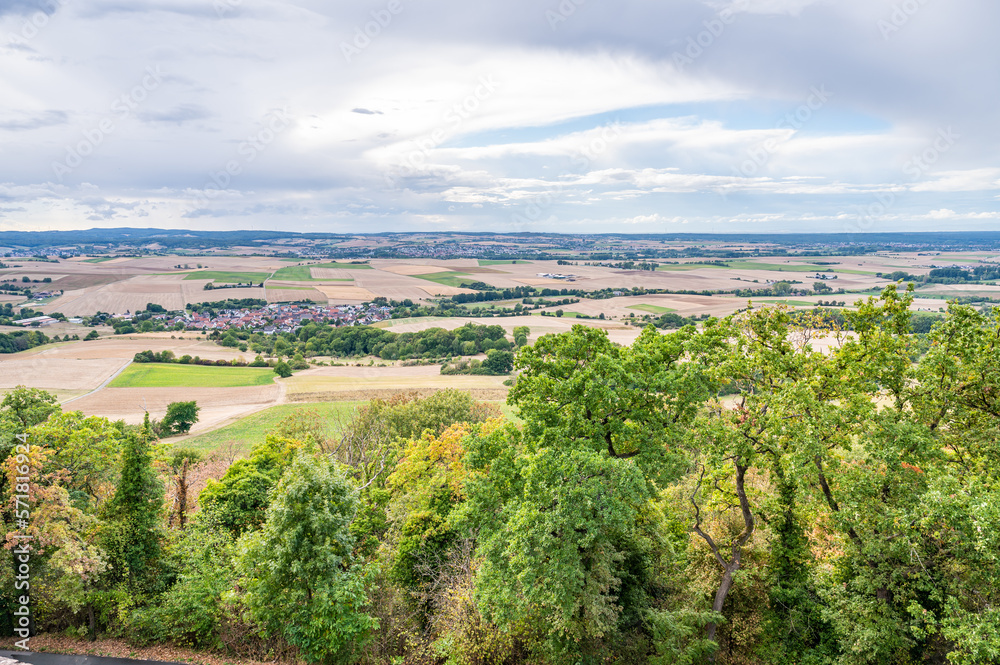 Beautiful landscape view of Odenwald forest at otzberg, view from veste otzberg during cloudy day, germany Beautiful landscape view of Odenwald forest at otzberg, view from veste otzberg during cloudy day, germany