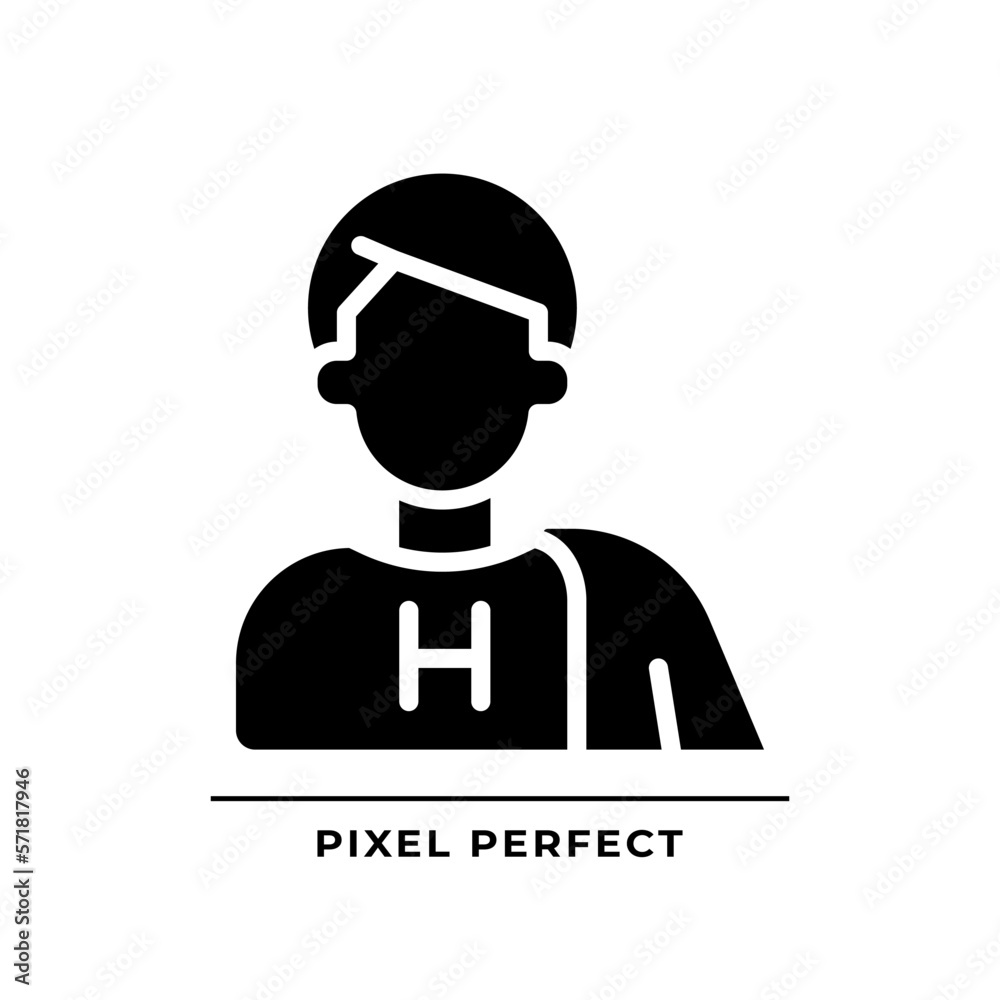 Hero black glyph icon. Character archetype. Overcoming troubles. Strong and brave person. Psychoanalysis. Silhouette symbol on white space. Solid pictogram. Vector isolated illustration