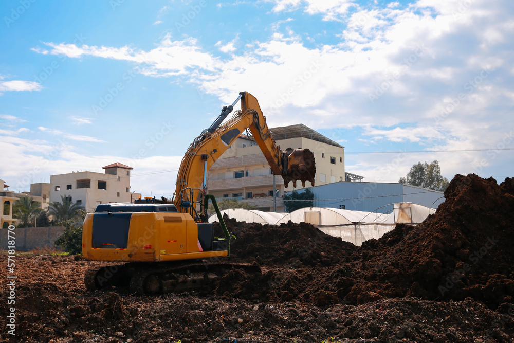 Excavators, Bulldozer on the workplace	