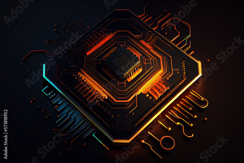 computing technology concept. Futuristic illustration AI generated , circuit board glow light technology Of AI