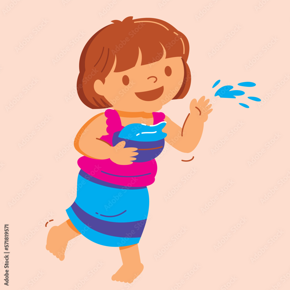 traditional Thai girl soaking water