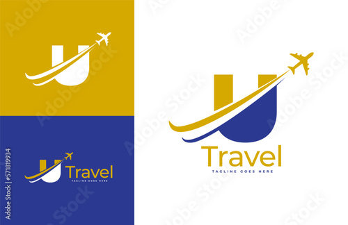 Letter U Travel Logo Design Template. Icon Travel, logistics, shipping, tours etc
