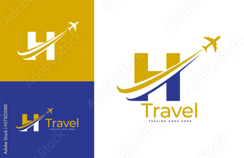 Letter H Air Travel Logo Design Template. Icon Travel, logistics, shipping, tours etc